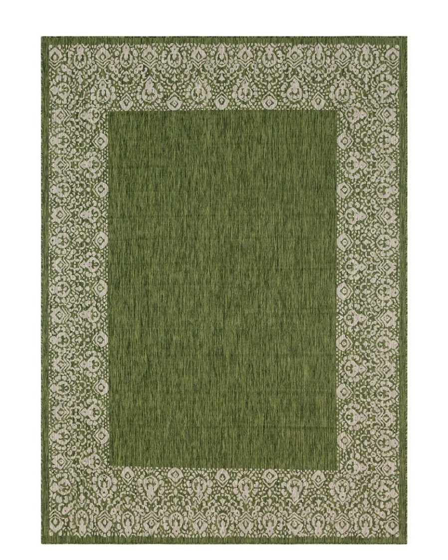 Area Rugs & Runners * | Unique Loom Floral Border Machine-Made Indoor/Outdoor Rug Home Area Rugs & Runners