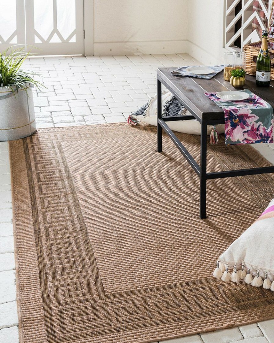 Area Rugs & Runners * | Unique Loom Greek Key Indoor/Outdoor Rug Home Area Rugs & Runners