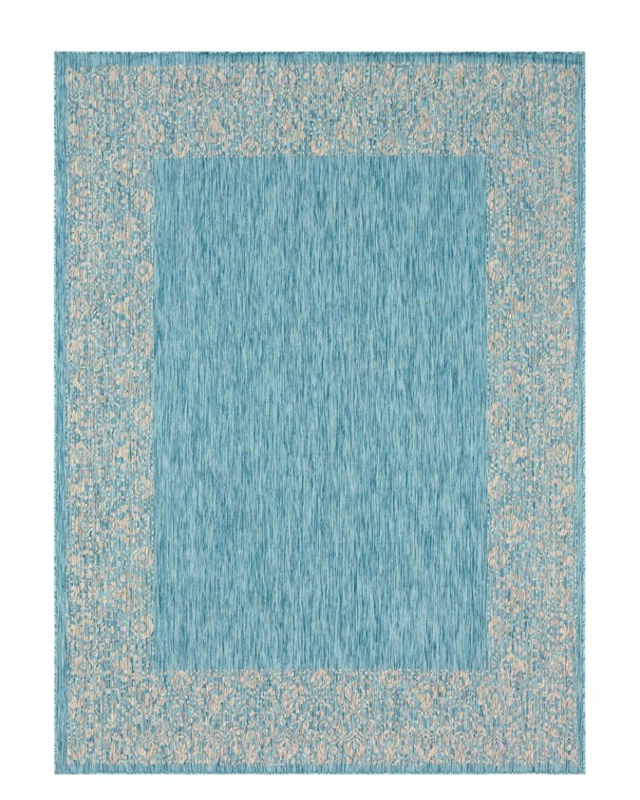 Area Rugs & Runners * | Unique Loom Floral Border Machine-Made Indoor/Outdoor Rug Home Area Rugs & Runners