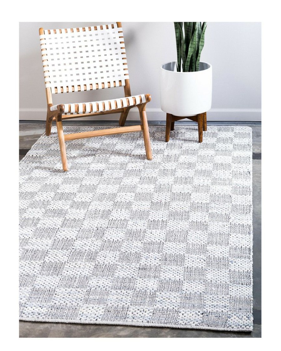 Outdoor Rugs * | Unique Loom Checkered Machine-Made Rug Home Outdoor Rugs